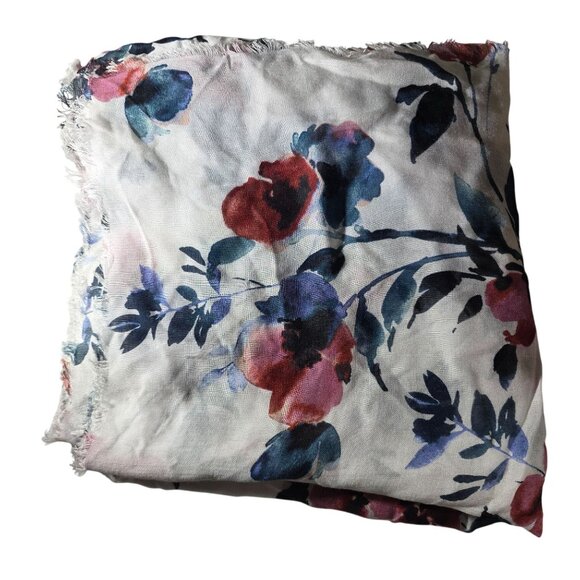 Scarf Floral Lightweight Frayed Edges roses cottagecore womens wrap fairy - Picture 3 of 4